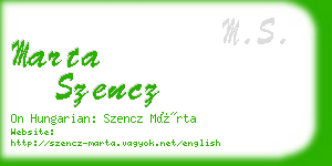 marta szencz business card